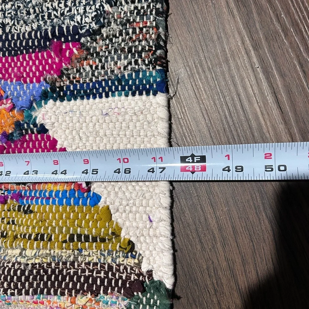 Colorful Geometric Pattern Rag Rug - Picture 3 of 4